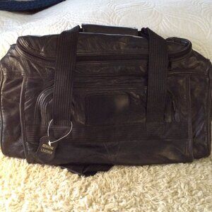 NOS Leather Patchwork Duffle Bag, Weekender, Outside Pocket, Dudecore, Quality